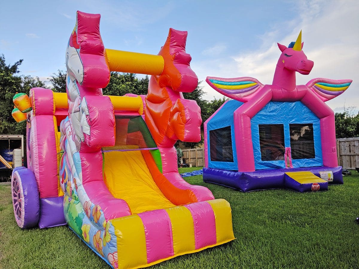 3D Unicorn Bounce House (B6) 2 fairytale and unicorn bounce houses